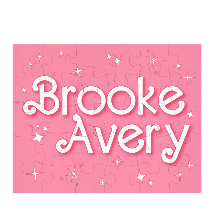 pink sparkle puzzle with name 