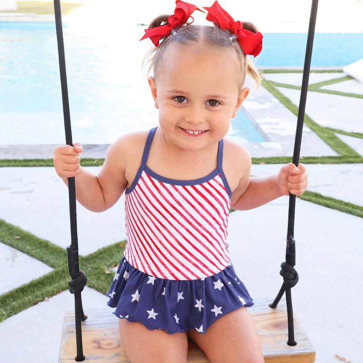 star spangled summer girls criss cross two piece tankini swimsuit 