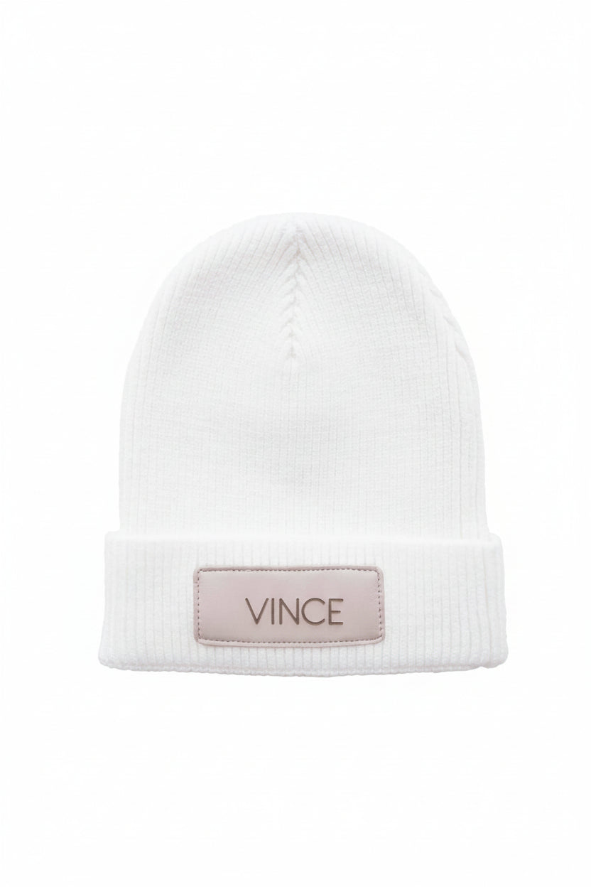 stone block personalized leather patch beanie 