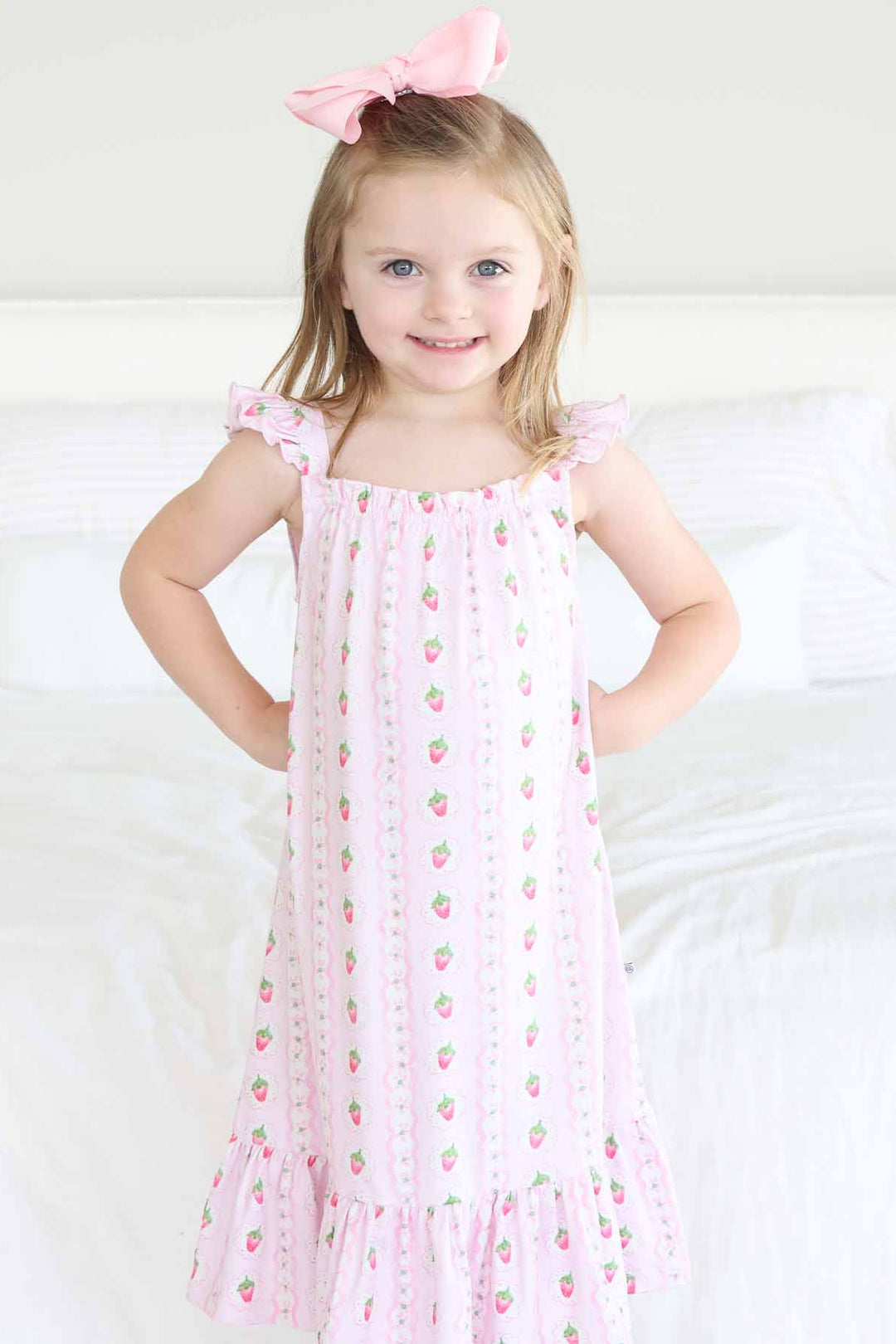 strawberry full length ruffle nightgown for girls 