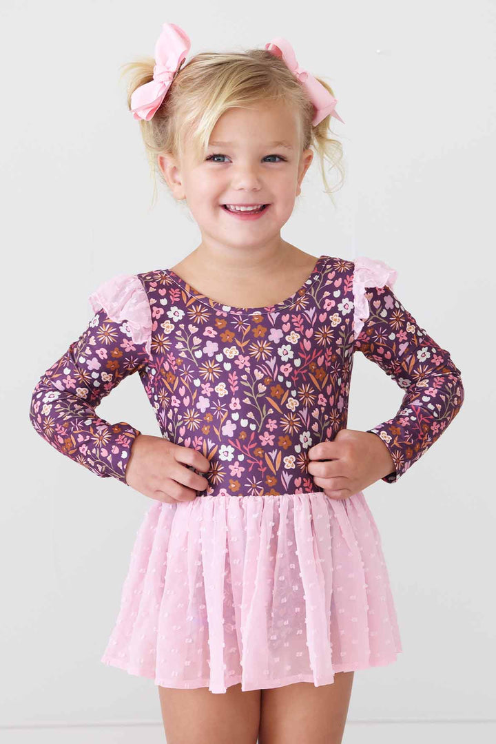 long sleeve plum leotard for girls 