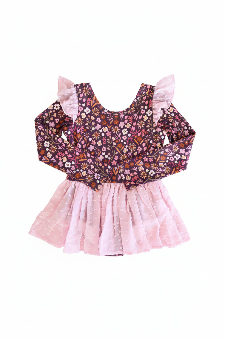 pink and purple fall leotard for girls 