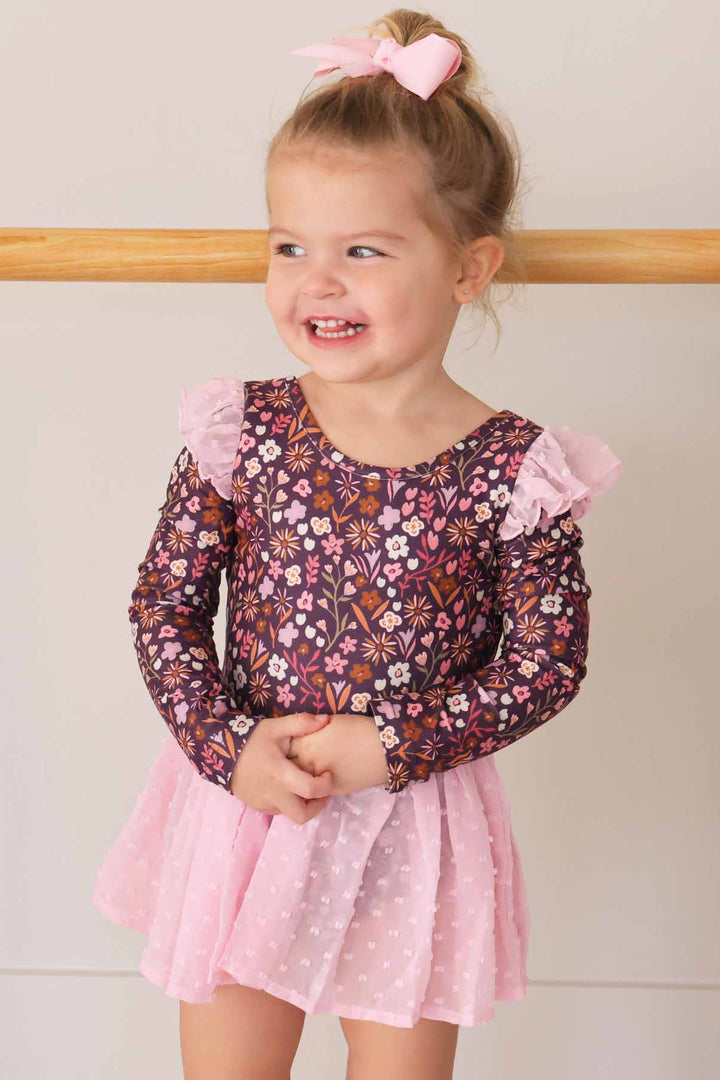 sugar plum floral leotard for kids 
