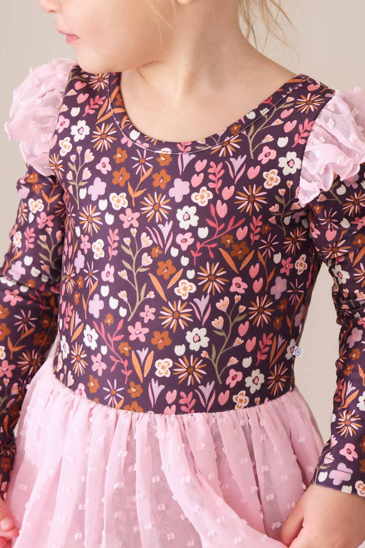 pink and purple fall long sleeve leotard for girls 
