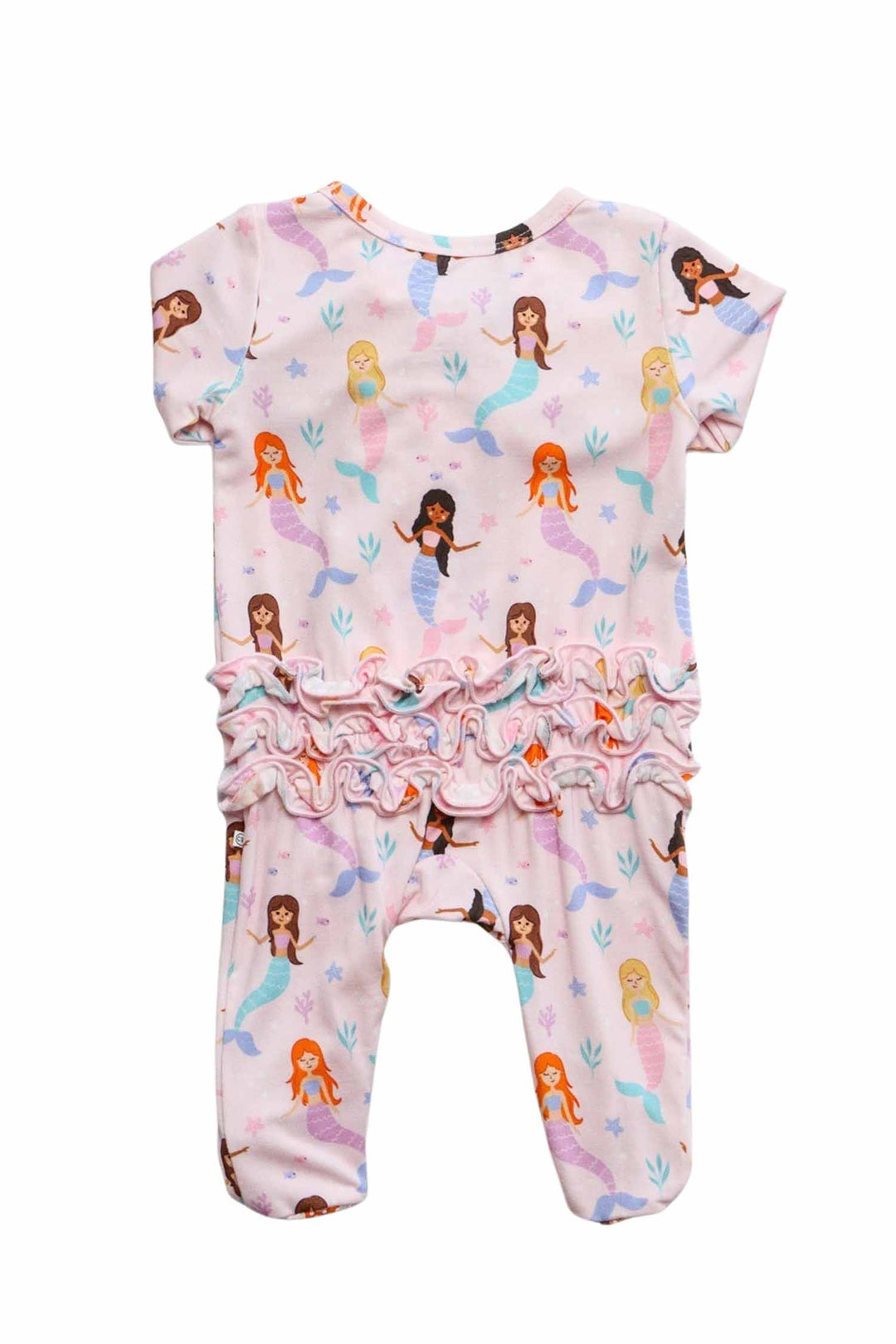 let's be mermaids bamboo zipper footie on newborn, mermaid summer pajama