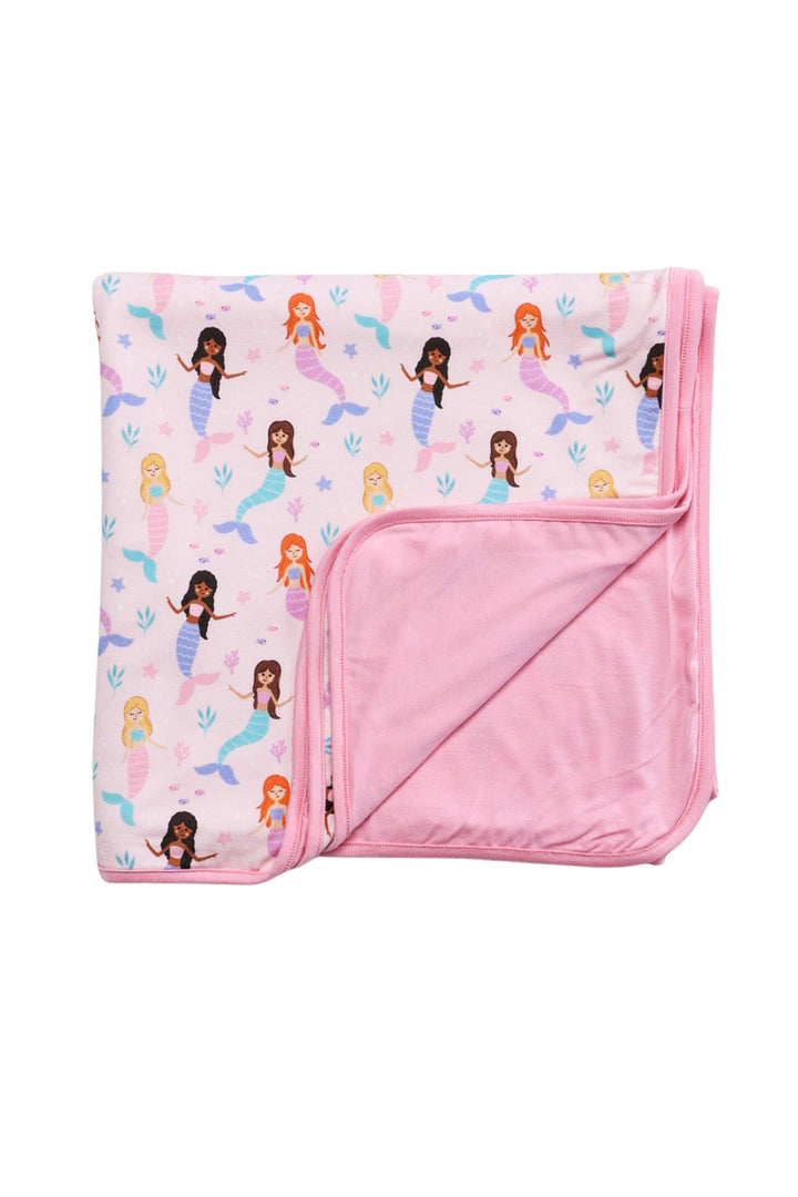 let's be mermaids double sided bamboo blanket for babies