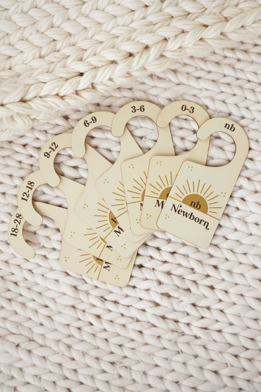 wooden nursery closet dividers with suns 