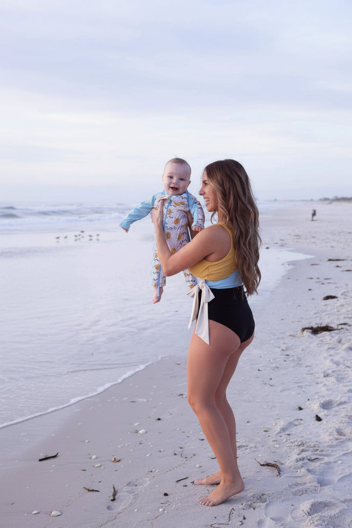 family matching swimsuit for women with adjustable tie 