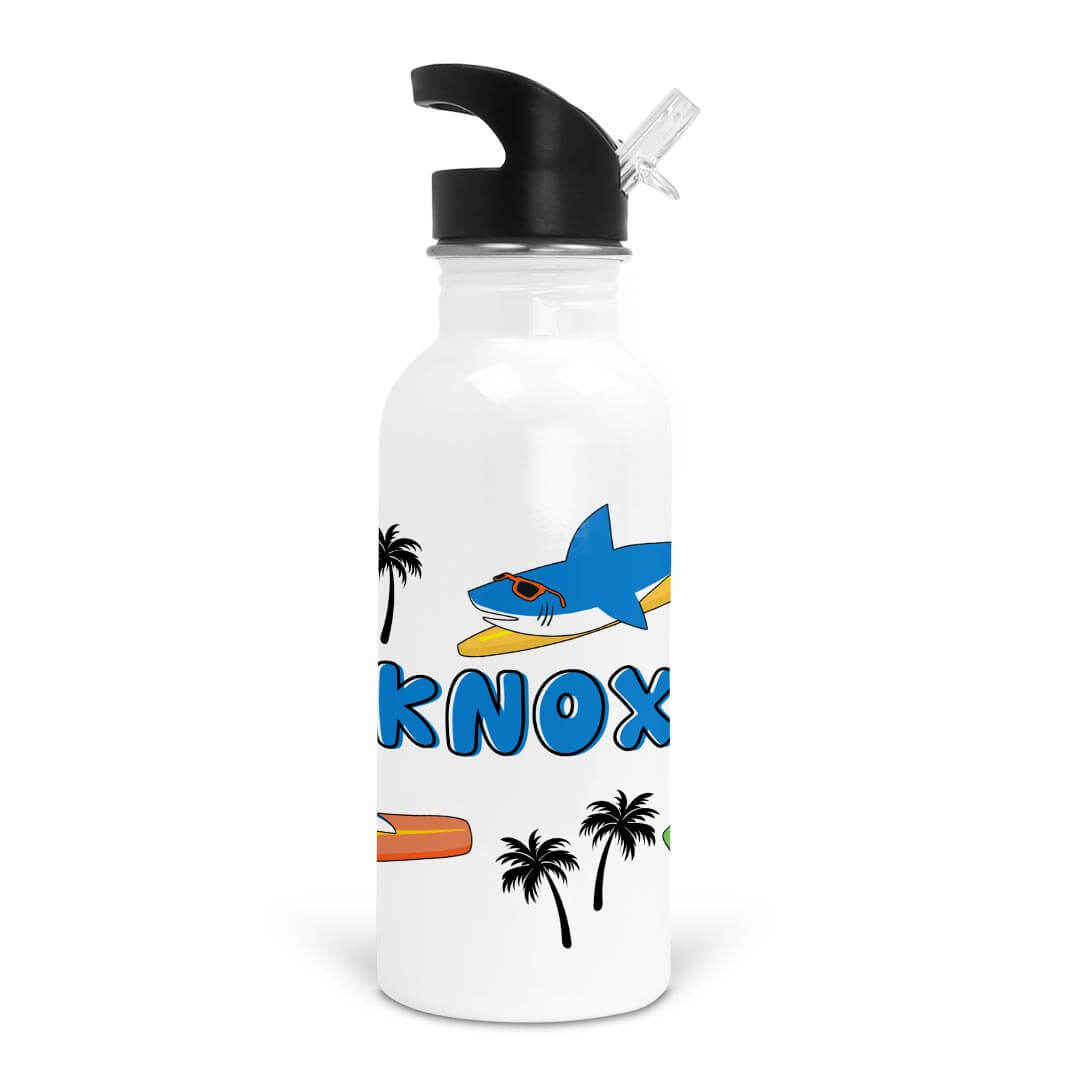Surfin' Sharks Personalized Kids Water Bottle