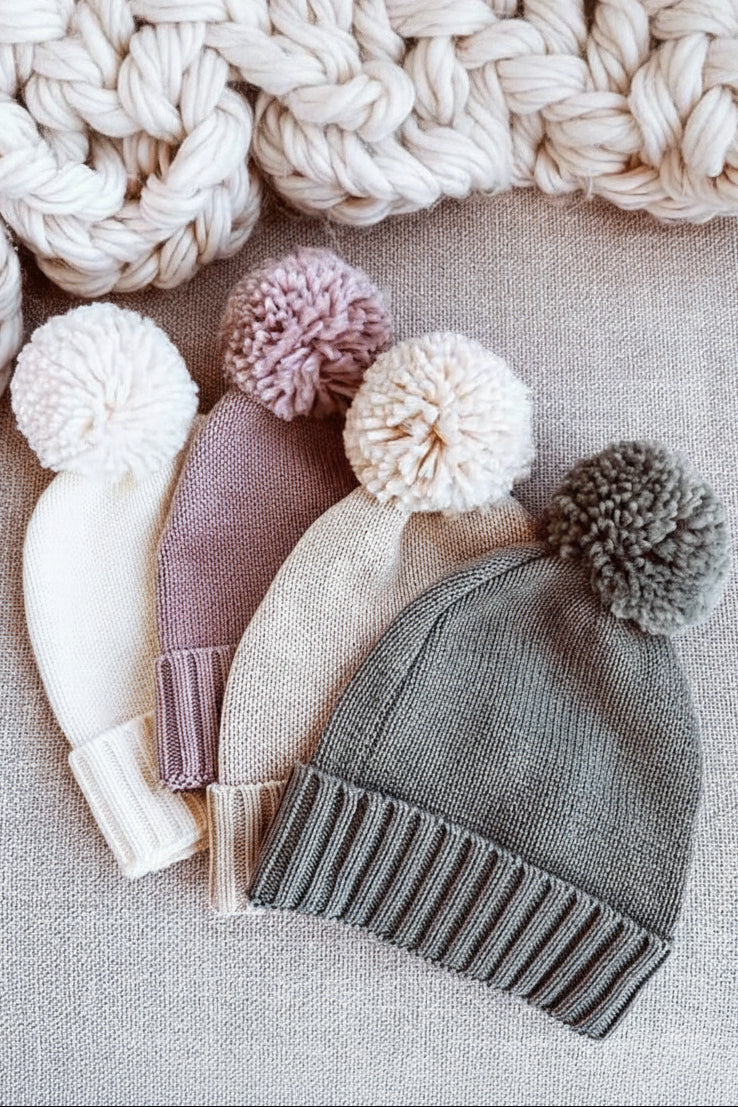 Knit Baby Pom Pom Beanie