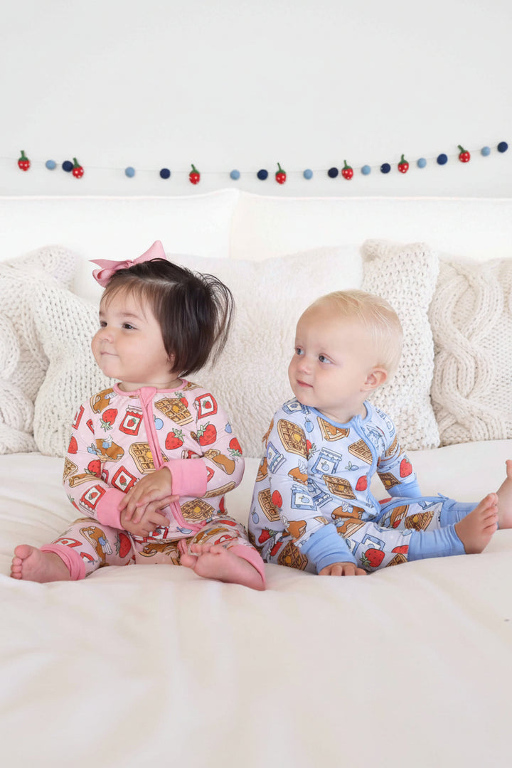 family matching breakfast pajama romper for babies and toddlers 