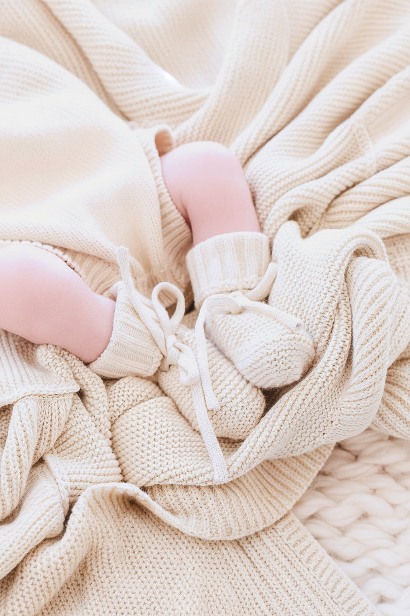 Knit Baby Booties | Sand