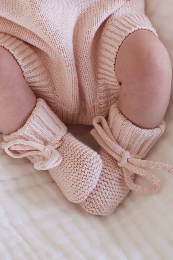 Knit Baby Booties | Tea Rose