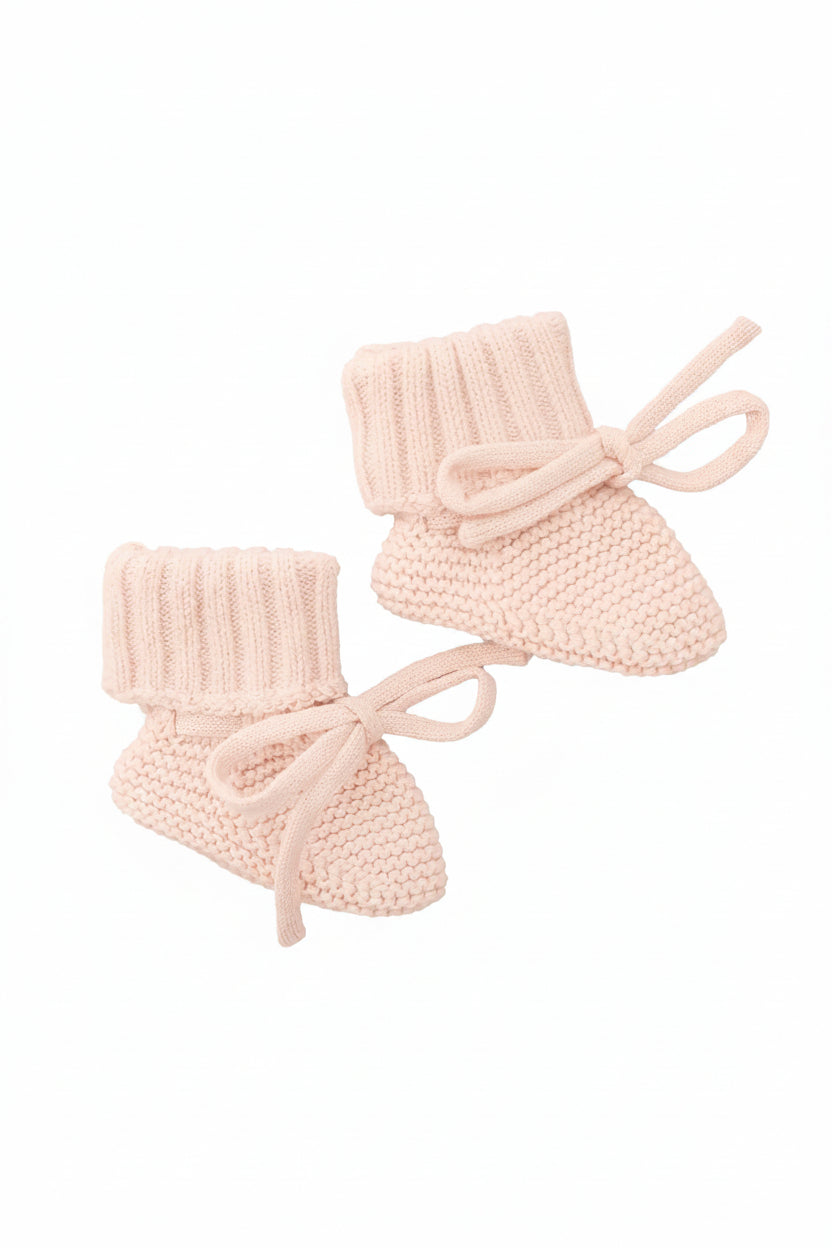 light pink bow baby booties 