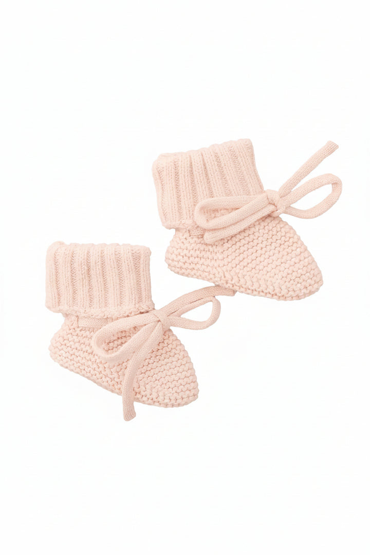 light pink bow baby booties 