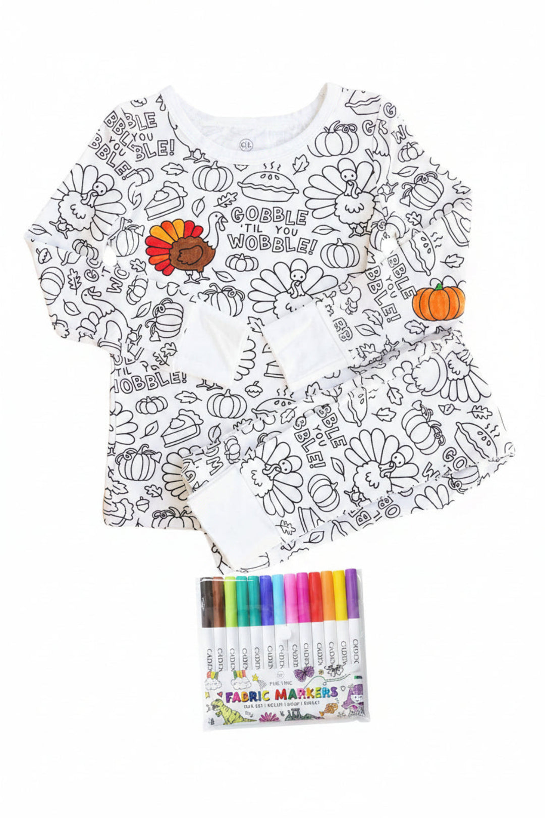 thanksgiving colorable pajamas for kids