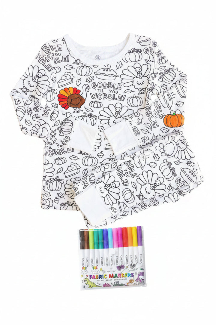 thanksgiving colorable pajamas for kids