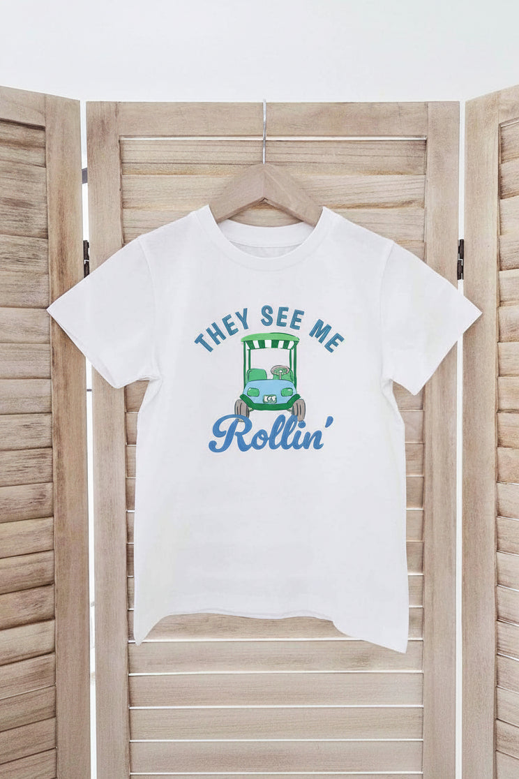 They See Me Rollin' Golf Kids Graphic Tee | White