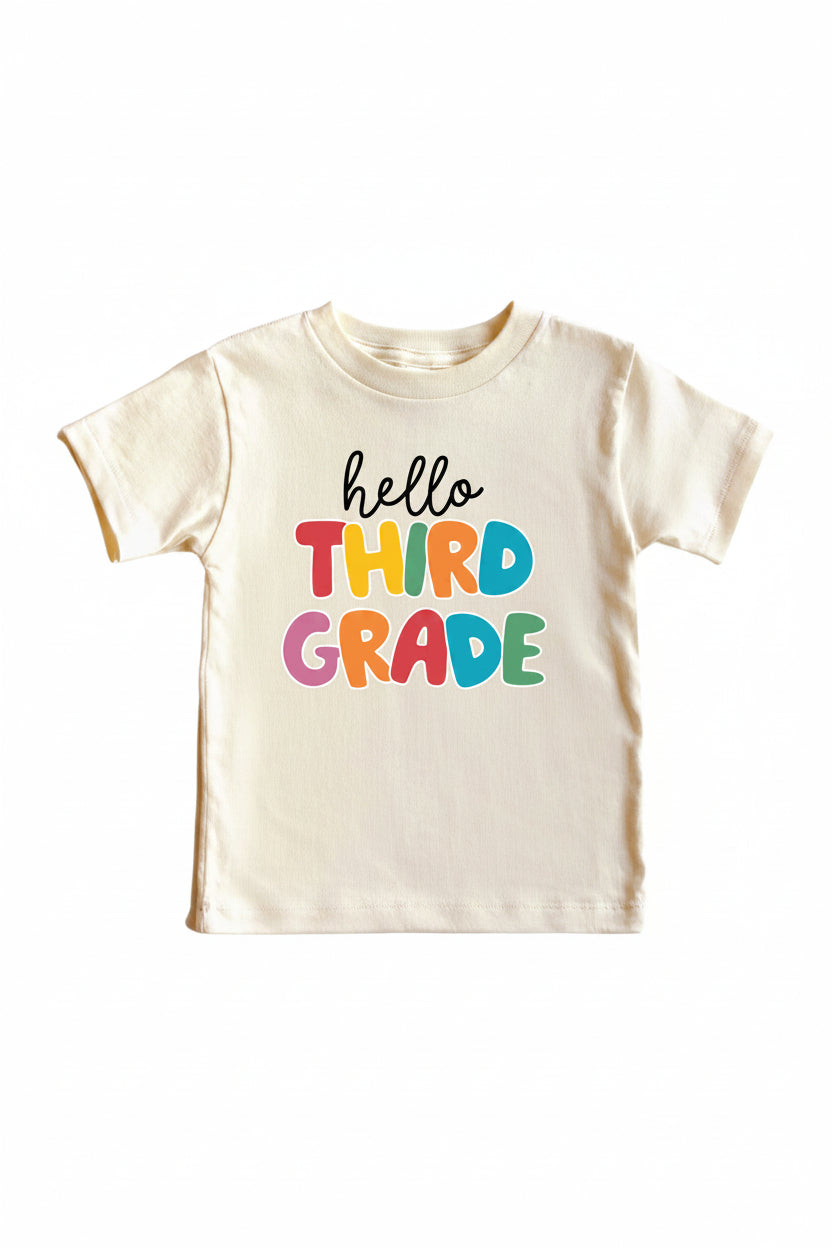 hello third grade graphic tee 