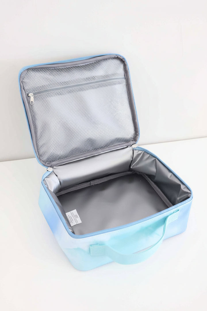 blue and green tie dye insulated lunchbox for boys