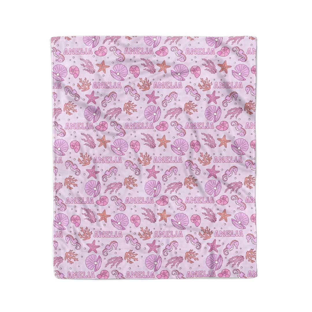 tiny tides pink personalized blanket for girls 