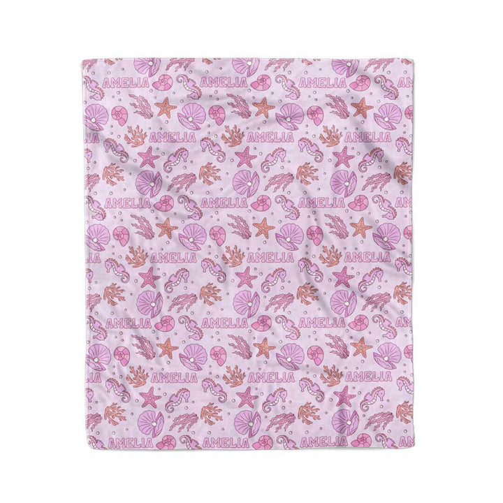 tiny tides pink personalized blanket for girls 
