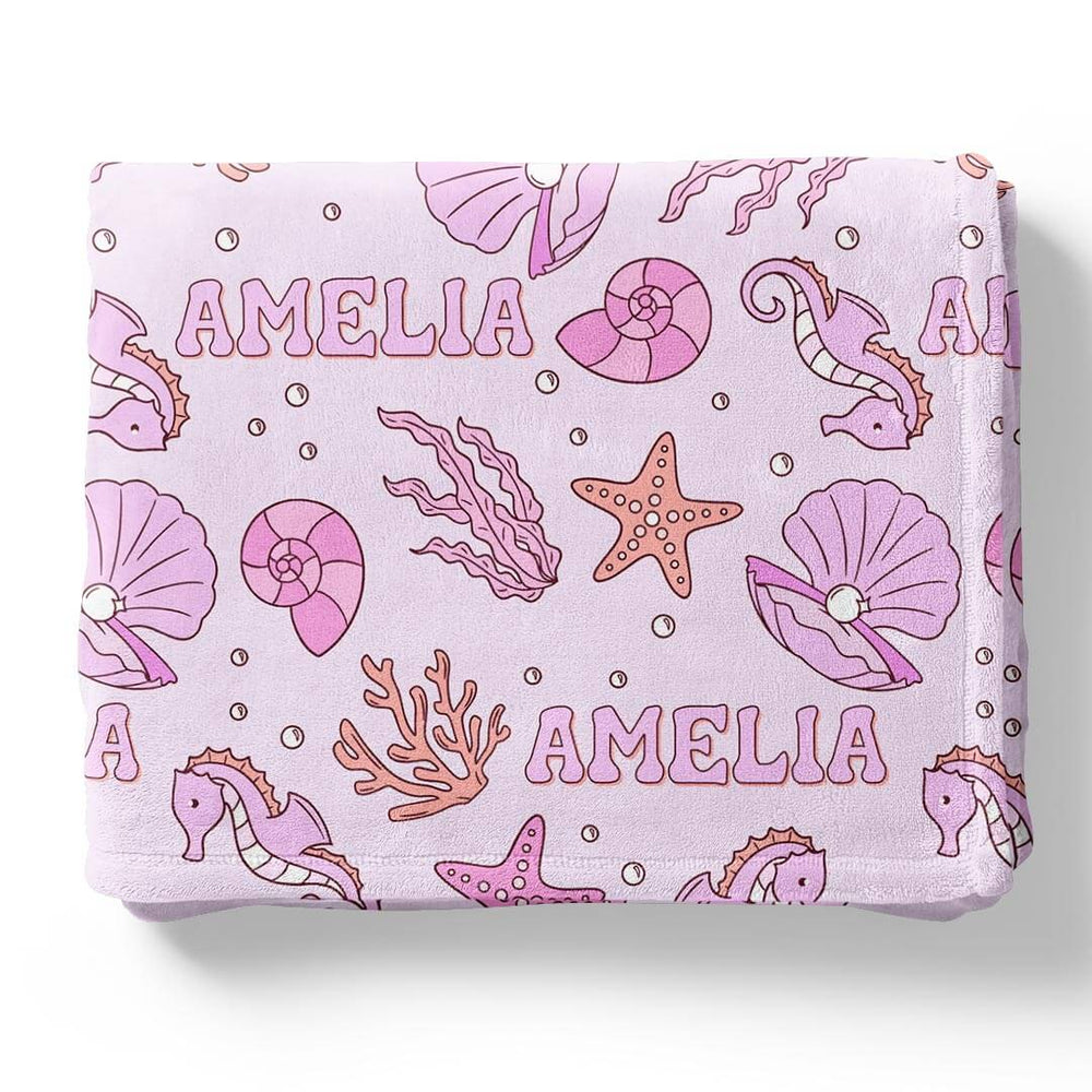personalized blanket for girls pink ocean