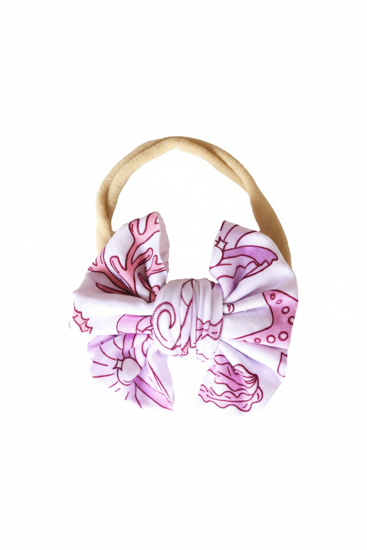 pink beach knit bow headband 