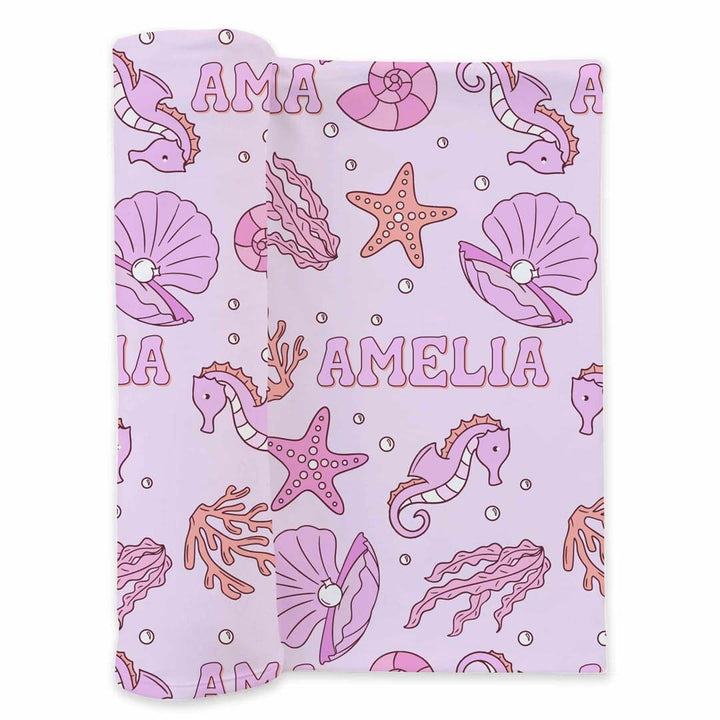 tiny tides pink personalized swaddle blanket for newborns 