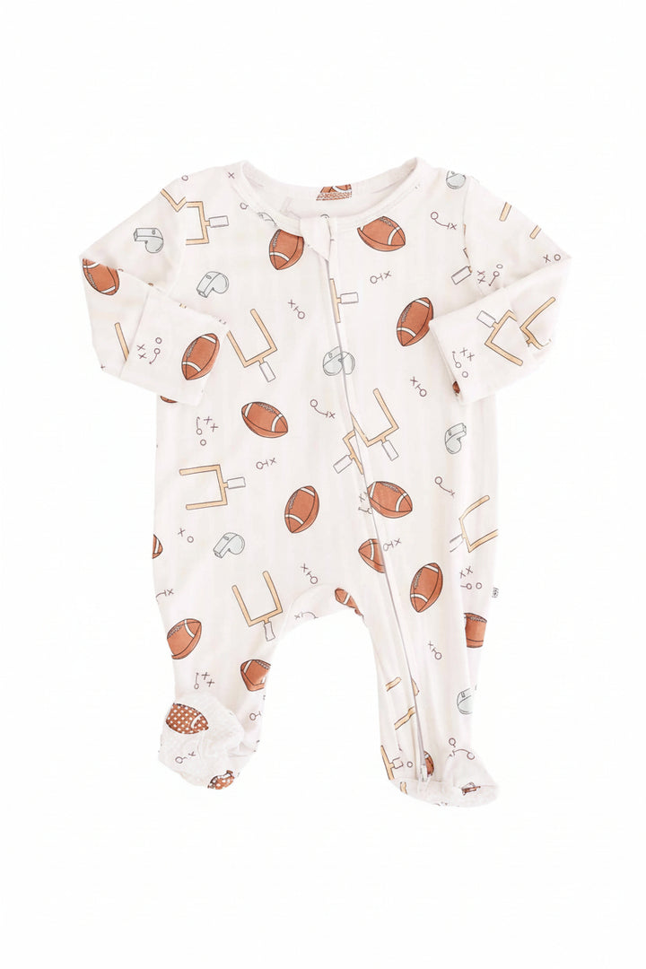 football, goal post, whistle and play baby zipper footie for boys