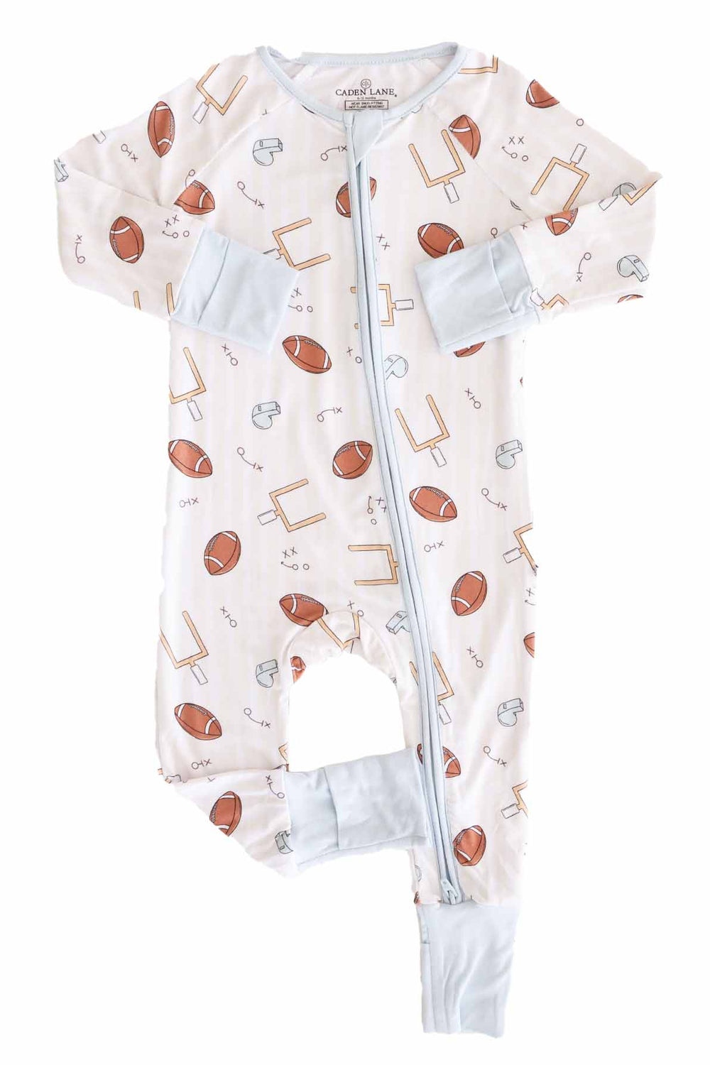 football convertible zip romper pajama for baby and toddler boys 