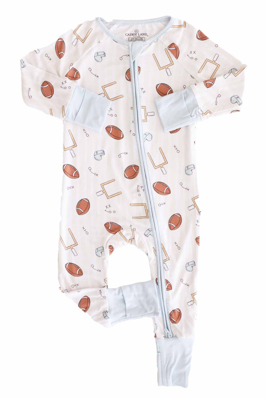 football convertible zip romper pajama for baby and toddler boys 