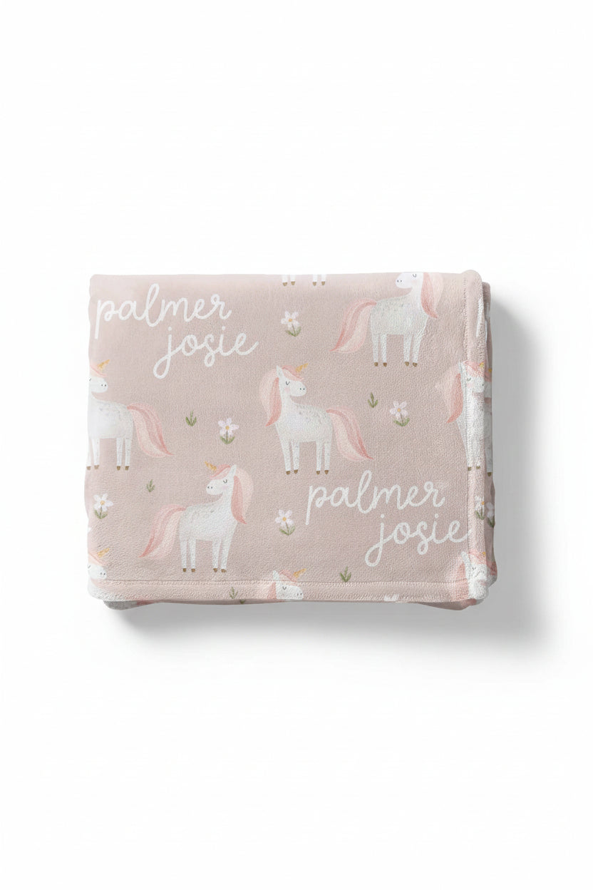 unicorn personalized kids blanket 