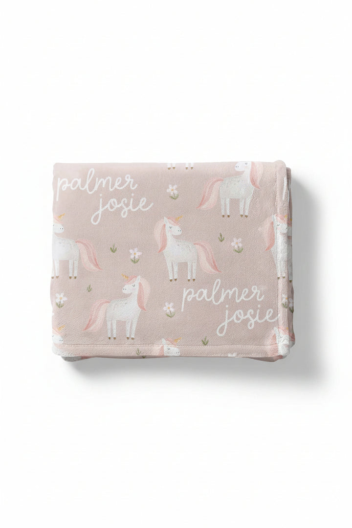 unicorn personalized kids blanket 