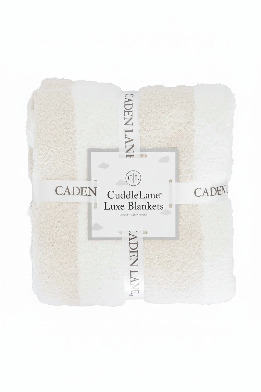tan and white stripe cuddlelane microfiber blanket 