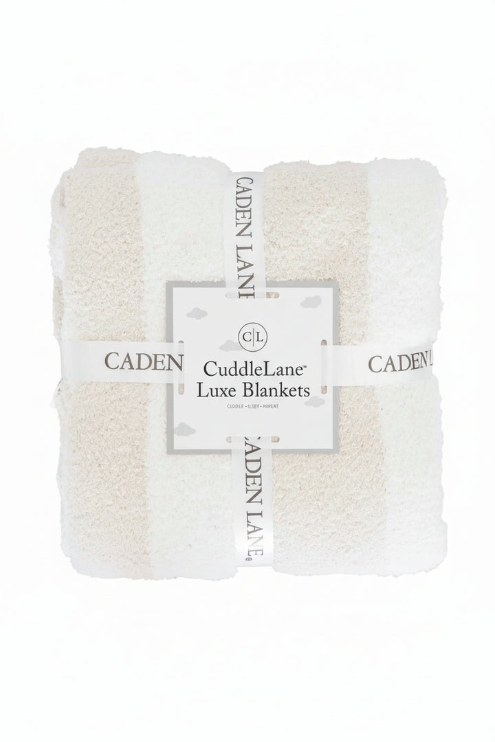 tan and white stripe cuddlelane microfiber blanket 