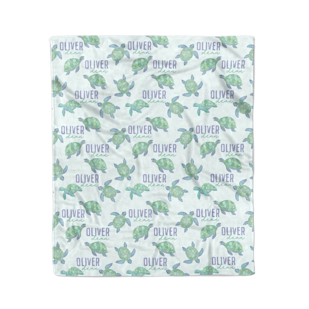 sea turtle personalized blanket for kids 