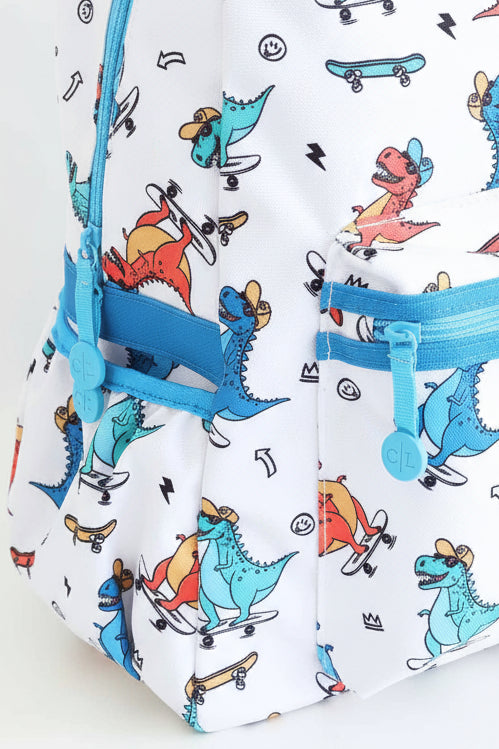 dinosaur backpack for boys blue and orange 