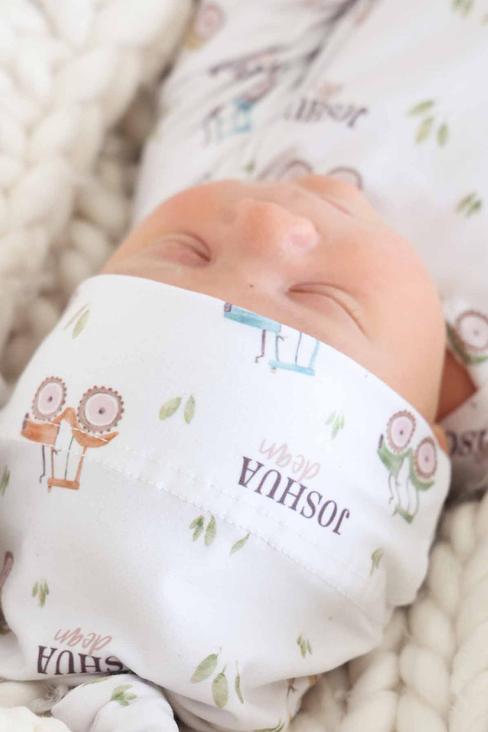 colorful tractor personalized name hat for baby boys 
