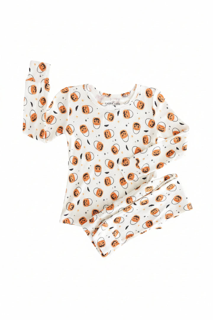 trick or treat bamboo waffle halloween pajamas two piece set