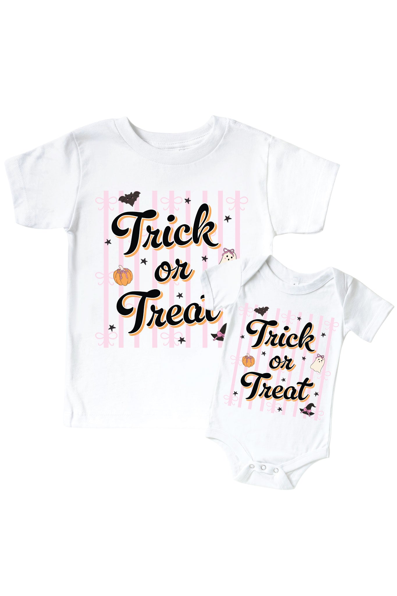 'Trick or Treat 'Graphic Bodysuit & Kids' Tee