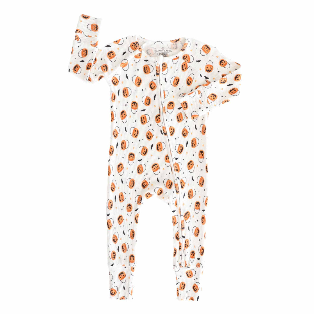 convertible zip romper pajama for babies and toddlers trick or treat