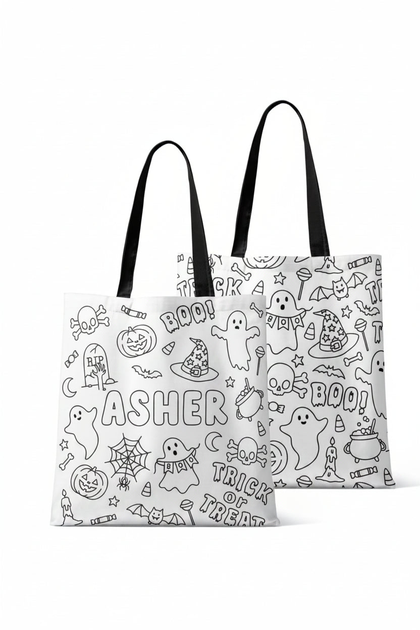 Colorable & Personalized Halloween Trick-or-Treat Bags | No Tricks All Treats