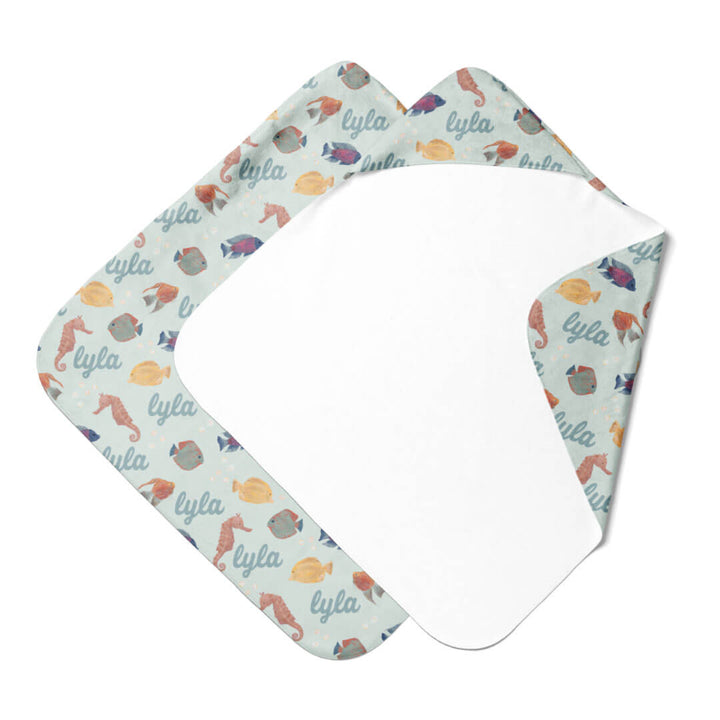 tropical fish personalized hooded towel for kids 