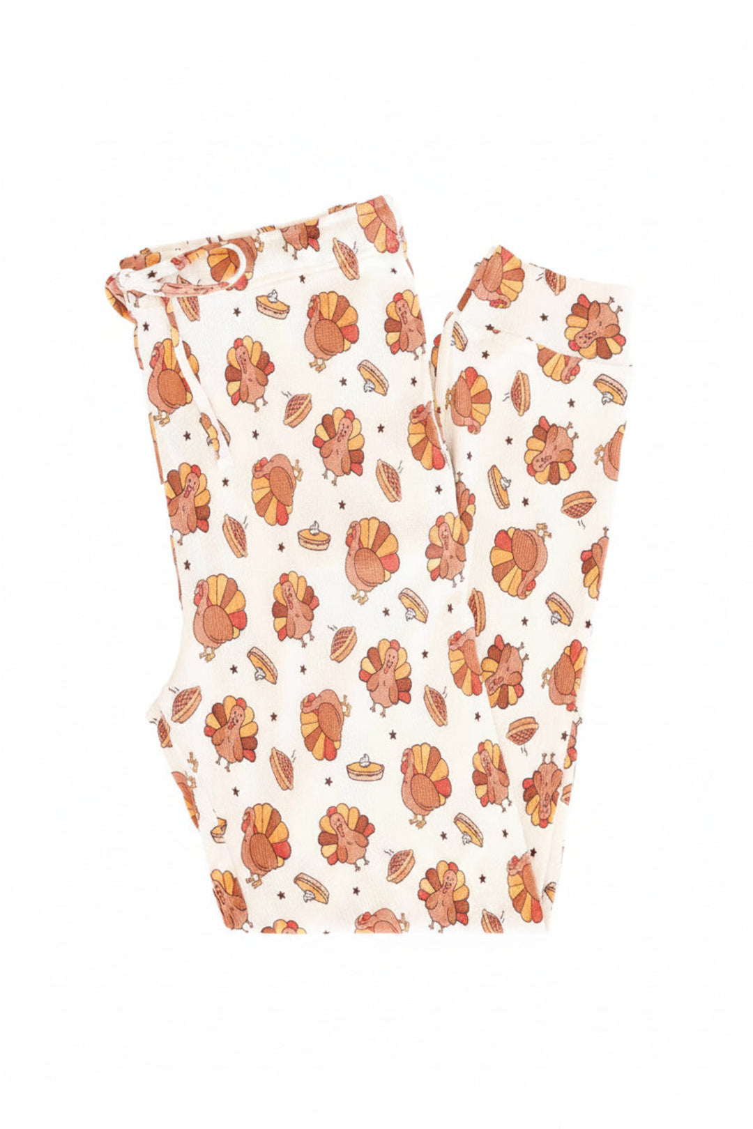 Caden Lane turkey and pie bamboo waffle thanksgiving jogger pants for adults 