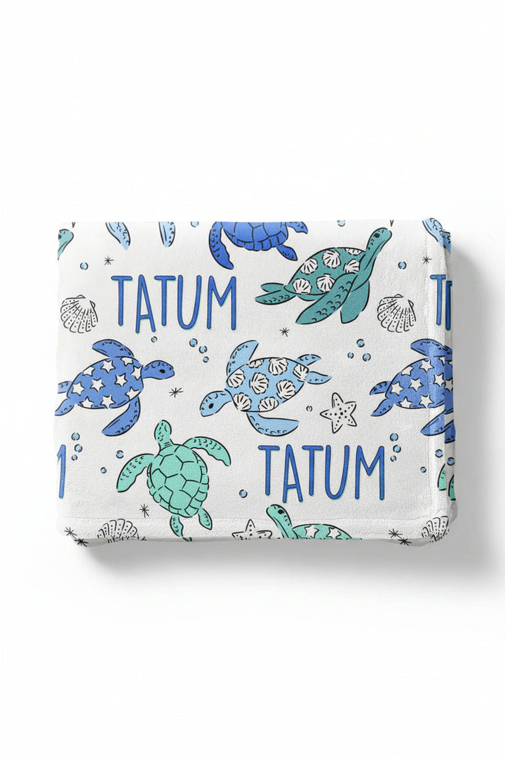 turtle personalized kids blanket 