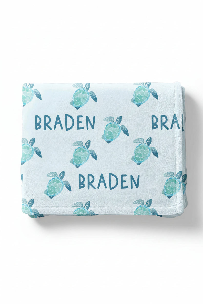 tropical turtles personalized kids blanket 