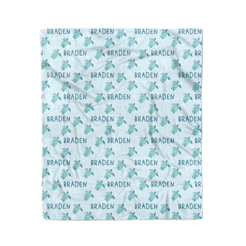 personalized kids blanket tropical turtles 