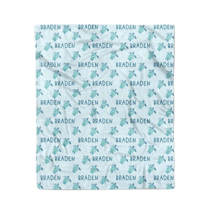 personalized kids blanket tropical turtles 