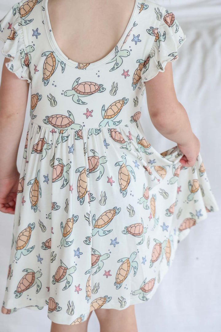 turtle print detail on bamboo – soft and breathable baby sleepwear fabric